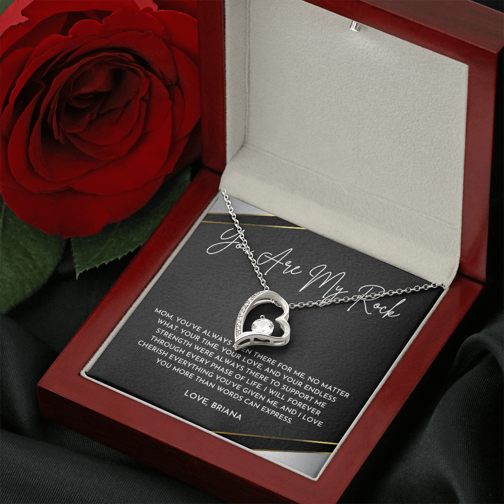 Mom You Are My Rock Necklace | Heartfelt Jewelry Gift with Keepsake Card from Daughter