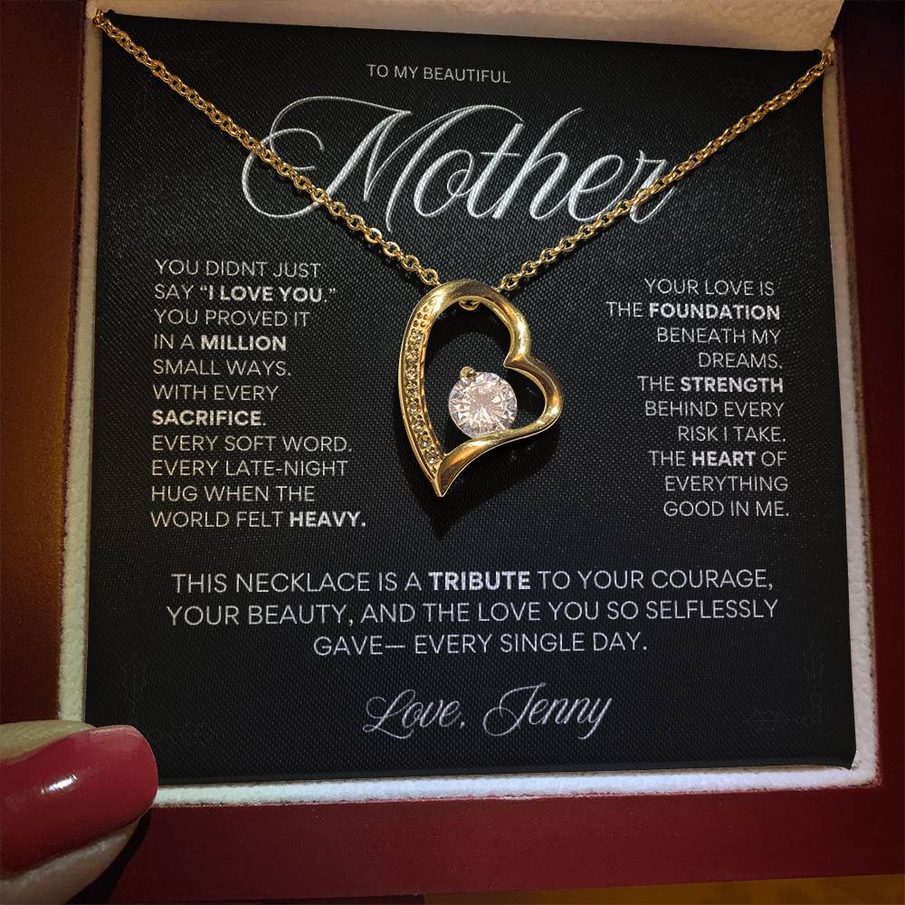 “You Proved It in a Million Small Ways” – Heart Necklace for Mom | Tribute Gift for Mother’s Day from Daughter