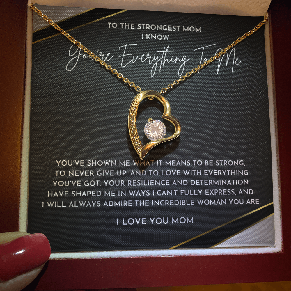 To My Strongest Mom Necklace | Gift from Daughter with Heartfelt Message