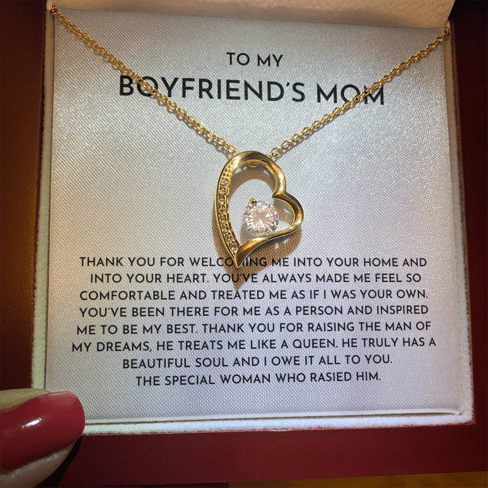 To My Boyfriends Mom Heart Necklace | Wedding Day, Birthday, Just Because Gift