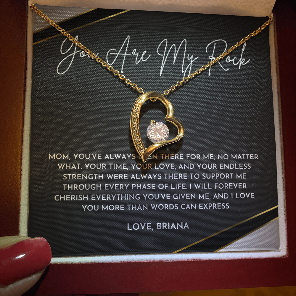 Mom You Are My Rock Necklace | Heartfelt Jewelry Gift with Keepsake Card from Daughter