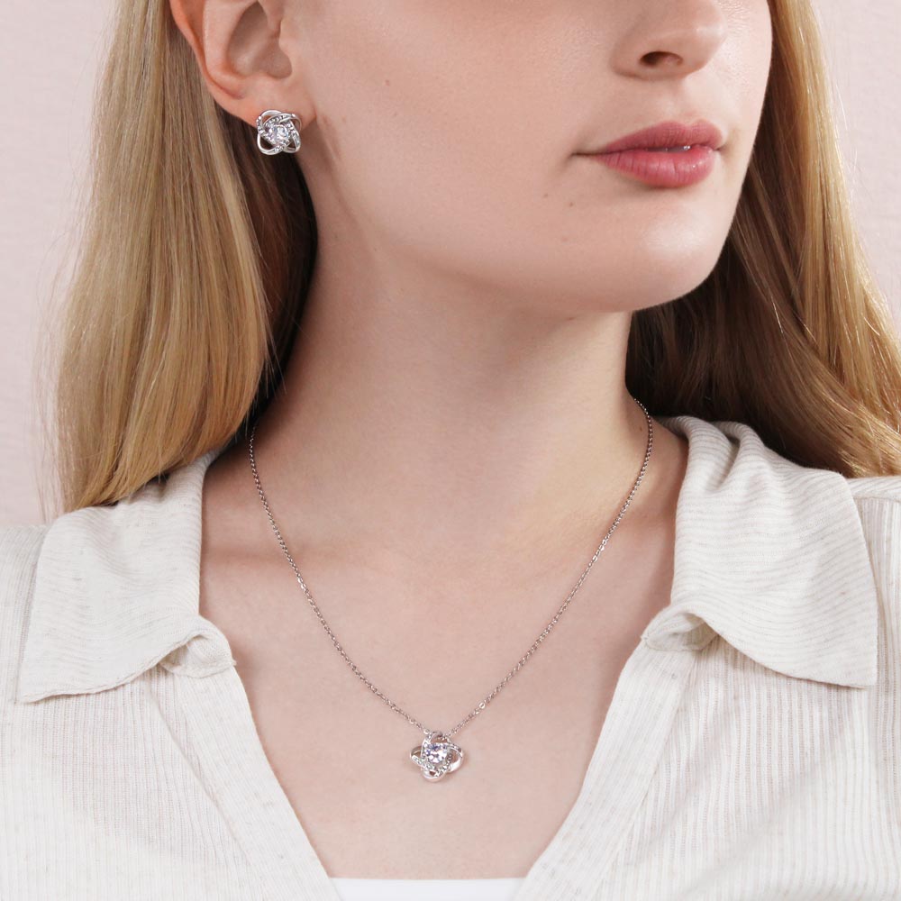 Stepped Up Mom - Love Knot Necklace & Earrings Set