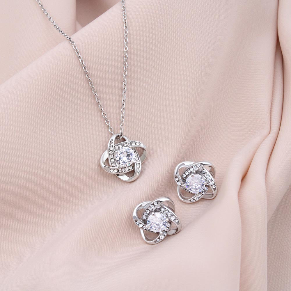 Stepped Up Mom - Love Knot Necklace & Earrings Set