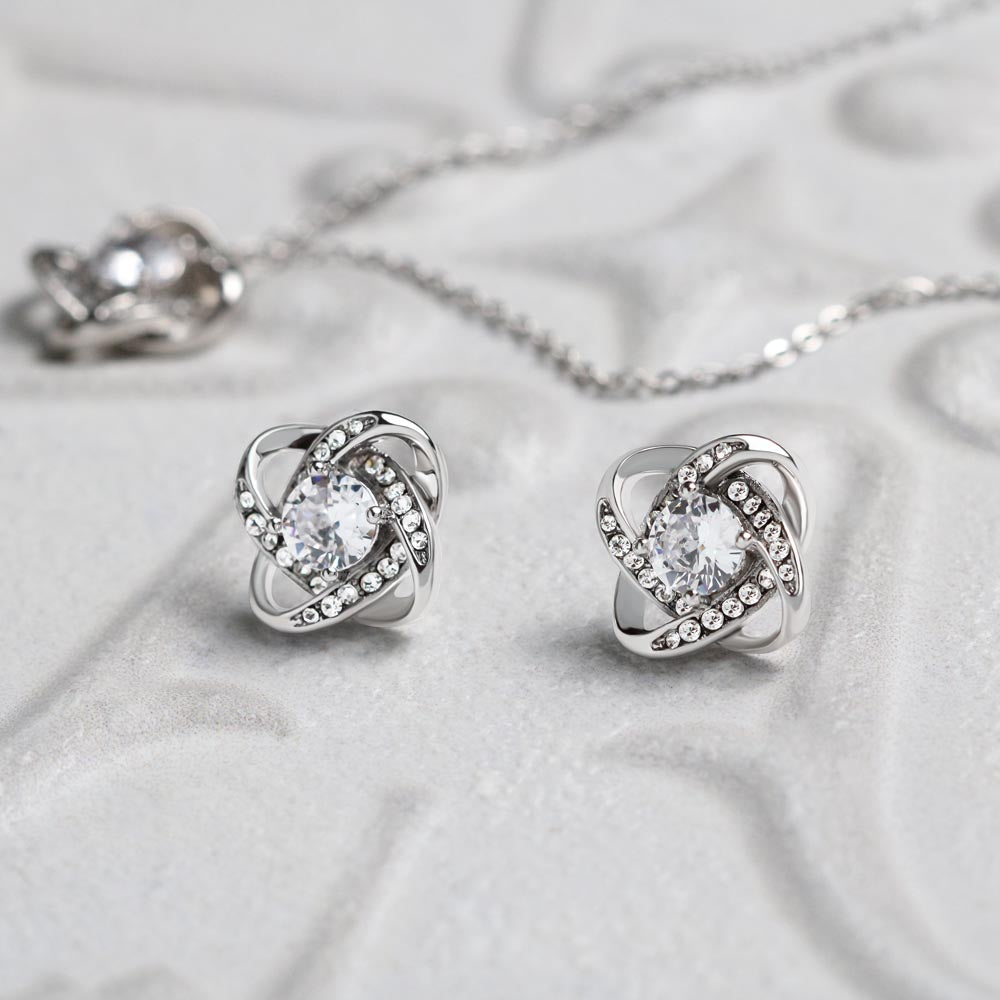 Stepped Up Mom - Love Knot Necklace & Earrings Set