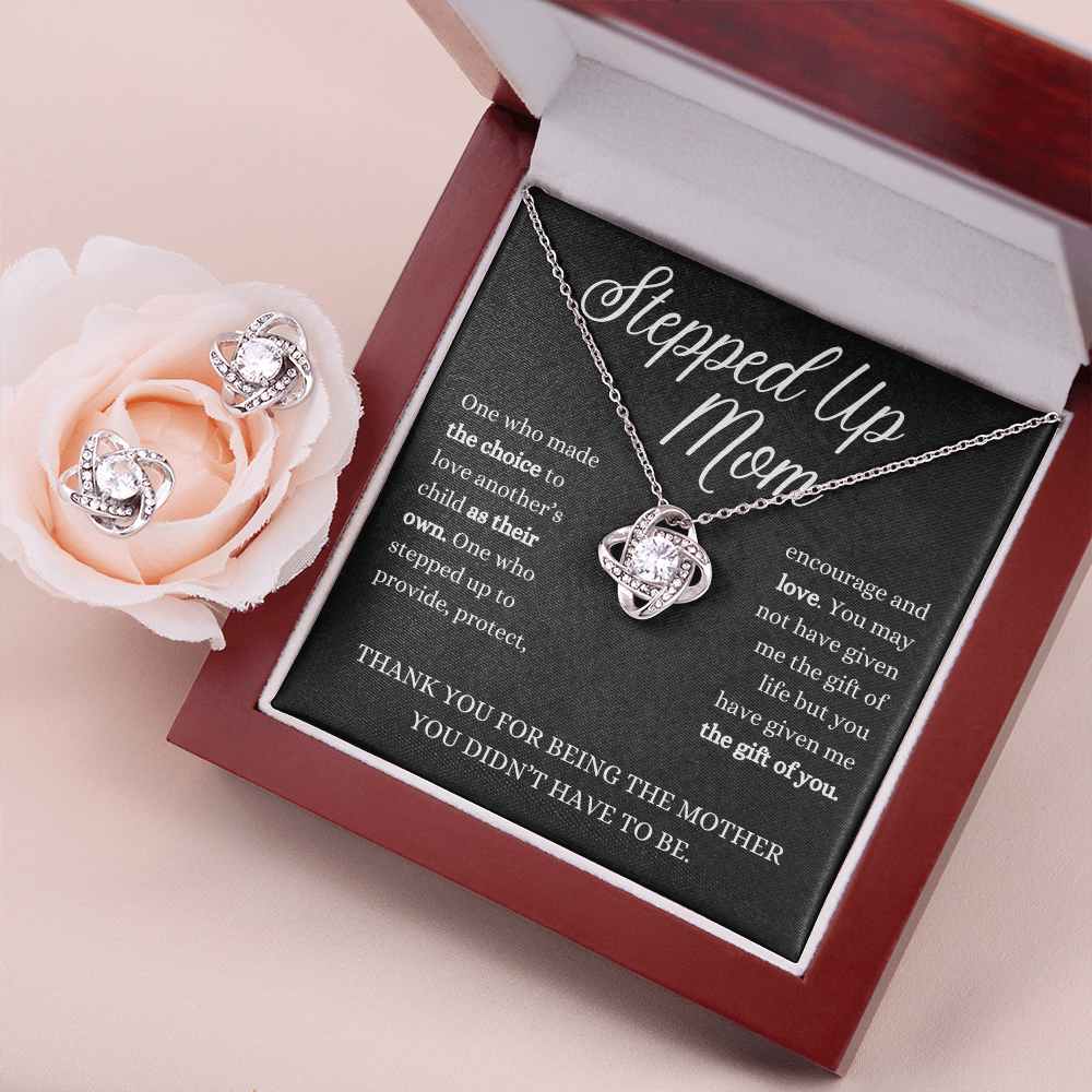 Stepped Up Mom - Love Knot Necklace & Earrings Set
