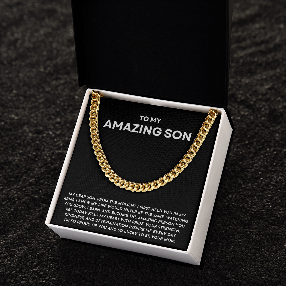 To My Amazing Son Gold Cuban Link Chain | Birthday, Graduation, Christmas, or Just Because Keepsake