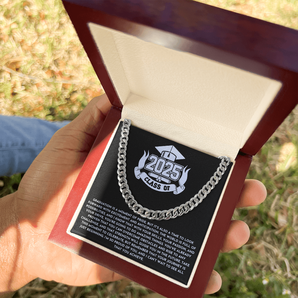 Graduation 2025 Cuban Link Chain – "The World Is Full of Possibilities" Gift for Him