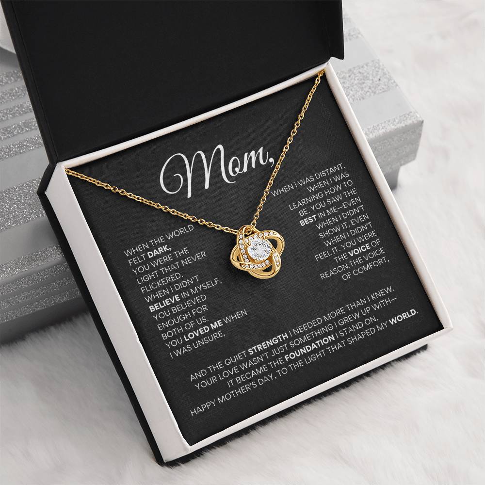 Mother’s Day Love Knot Necklace – "You Were the Light That Never Flickered"