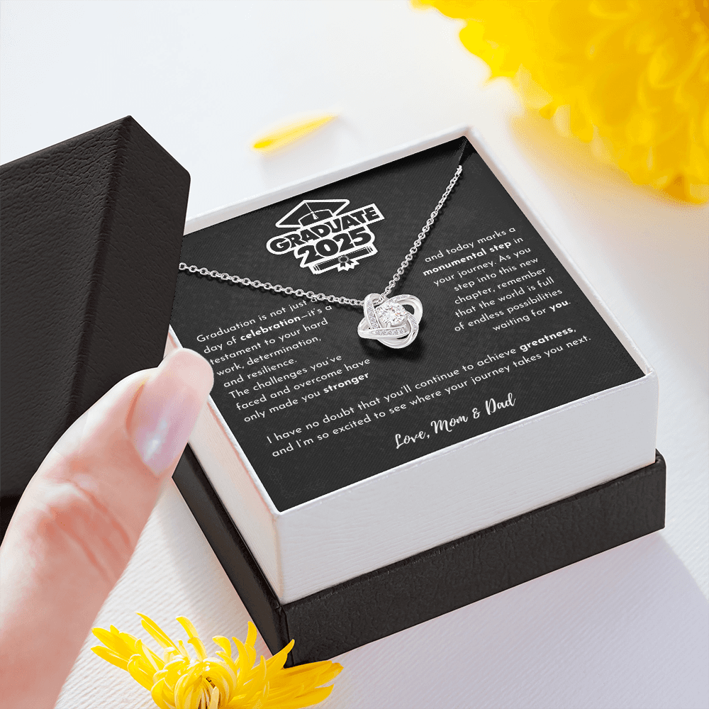 Graduation Gift 2025 From Mom & Dad - Love Knot Necklace
