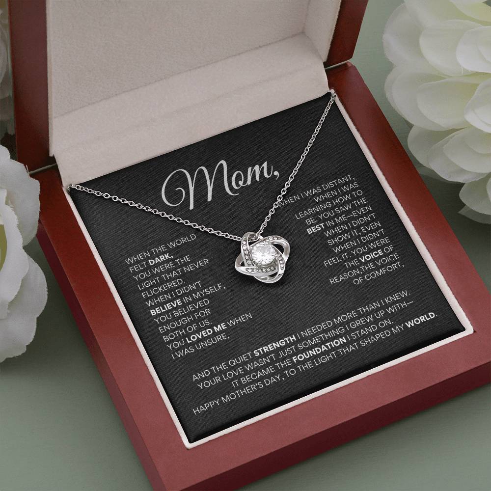 Mother’s Day Love Knot Necklace – "You Were the Light That Never Flickered"