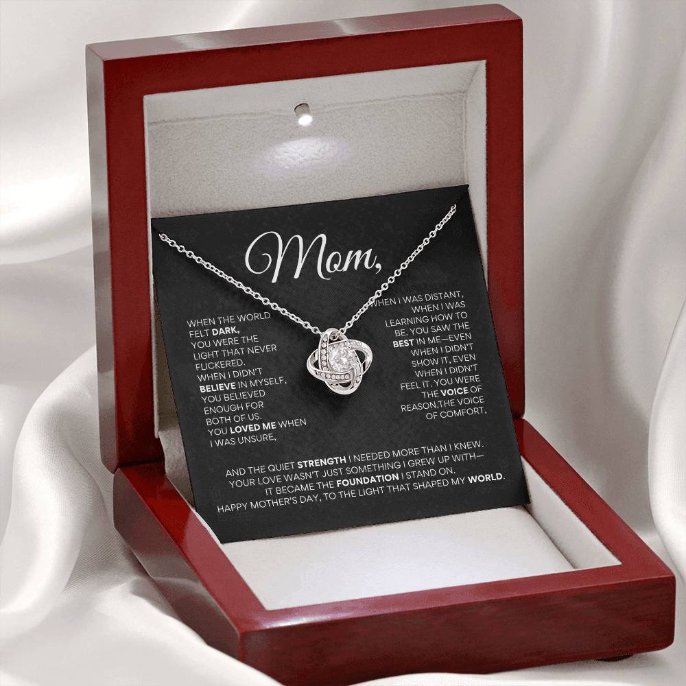 Mother’s Day Love Knot Necklace – "You Were the Light That Never Flickered"