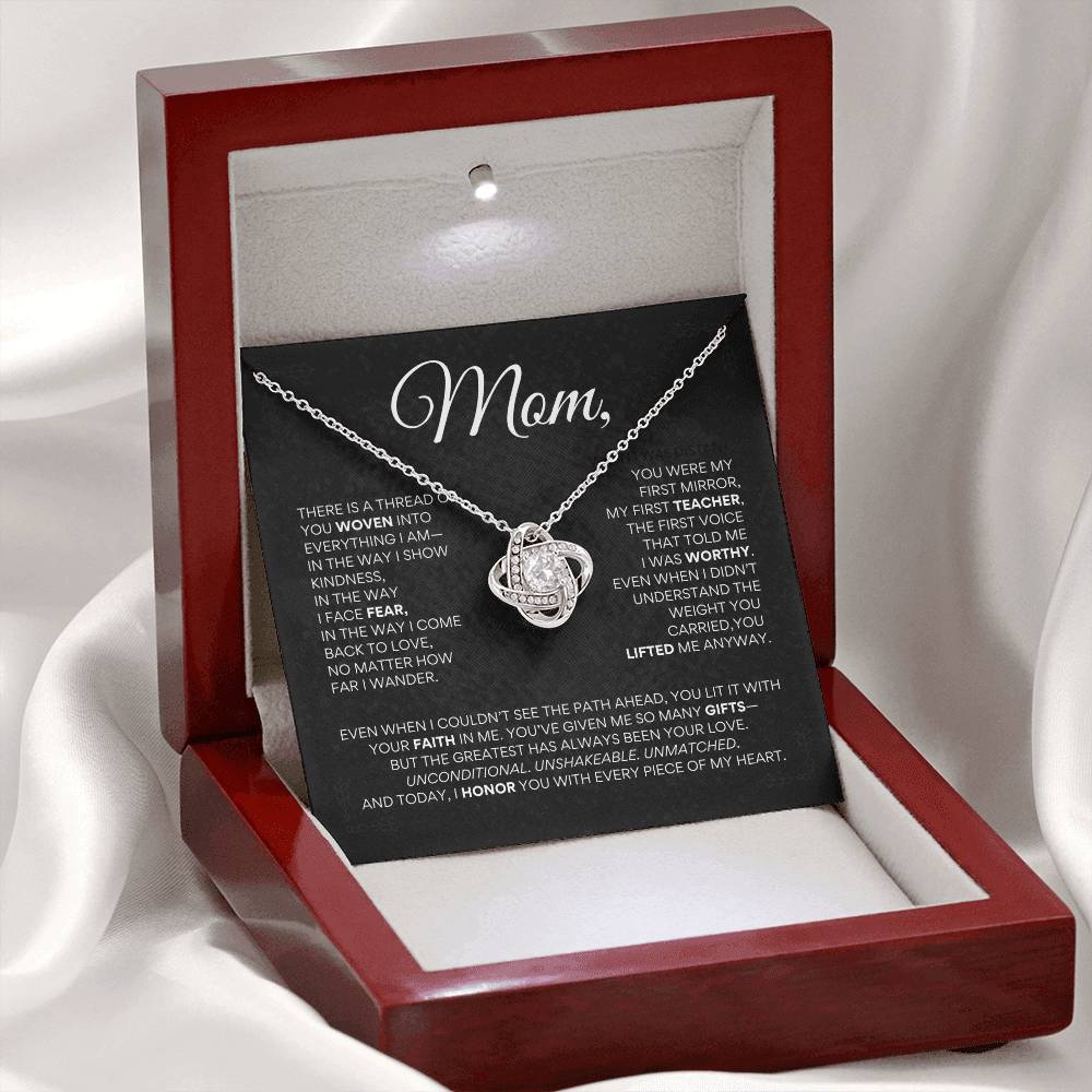 Mother’s Day Love Knot Necklace – "You were my first mirror, my first teacher."