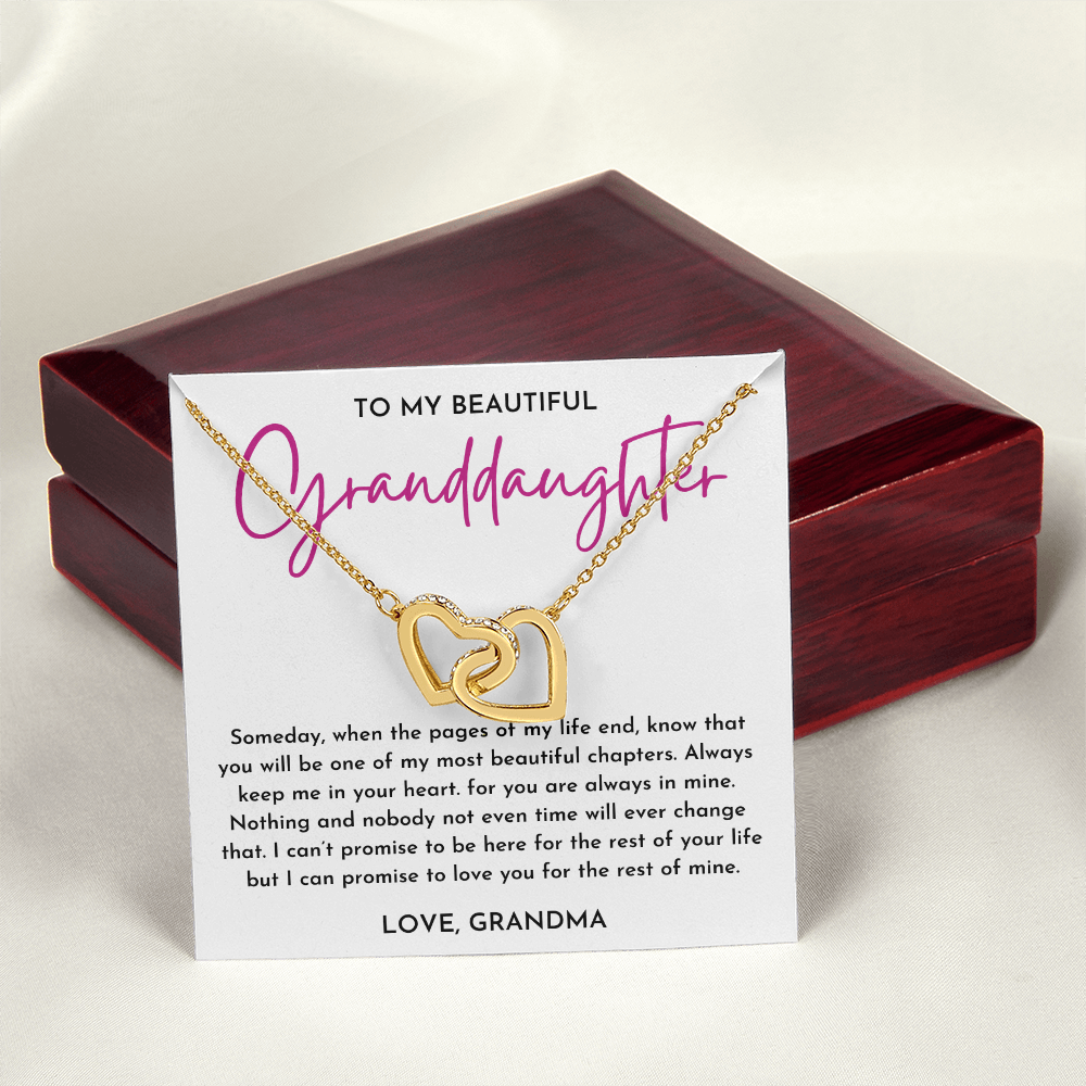 To My Beautiful Granddaughter - Interlocking Heart Necklace