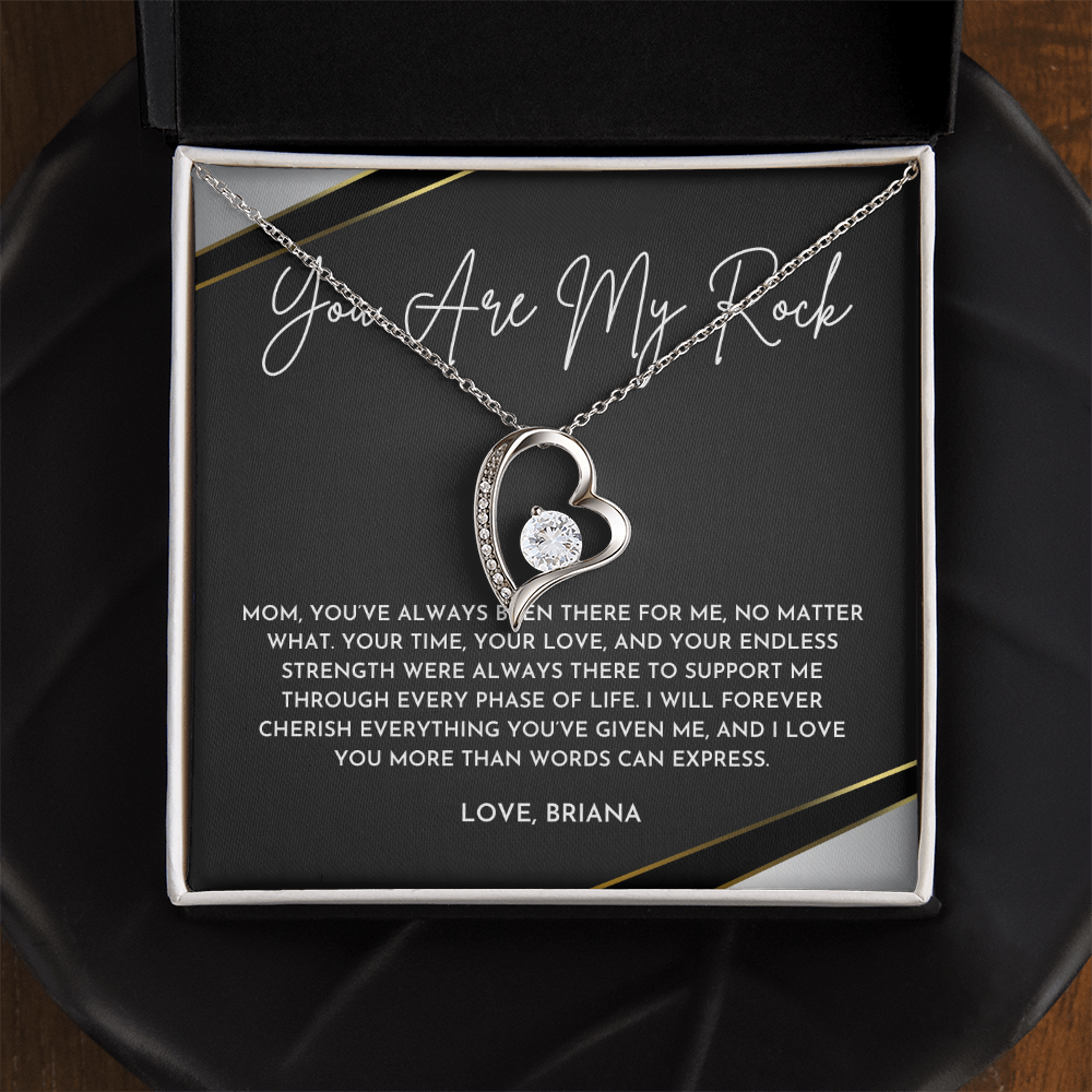 Mom You Are My Rock Necklace | Heartfelt Jewelry Gift with Keepsake Card from Daughter