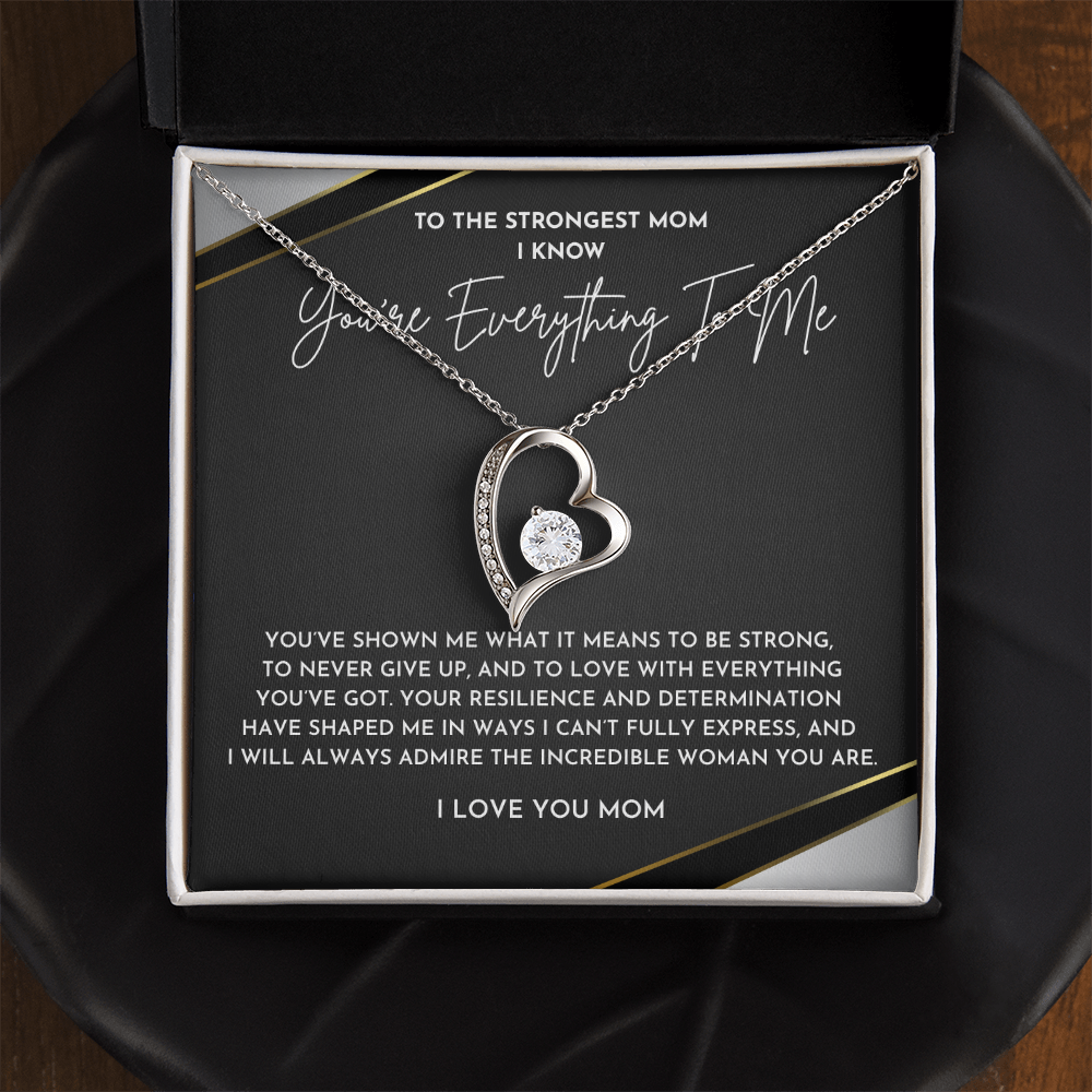 To My Strongest Mom Necklace | Gift from Daughter with Heartfelt Message