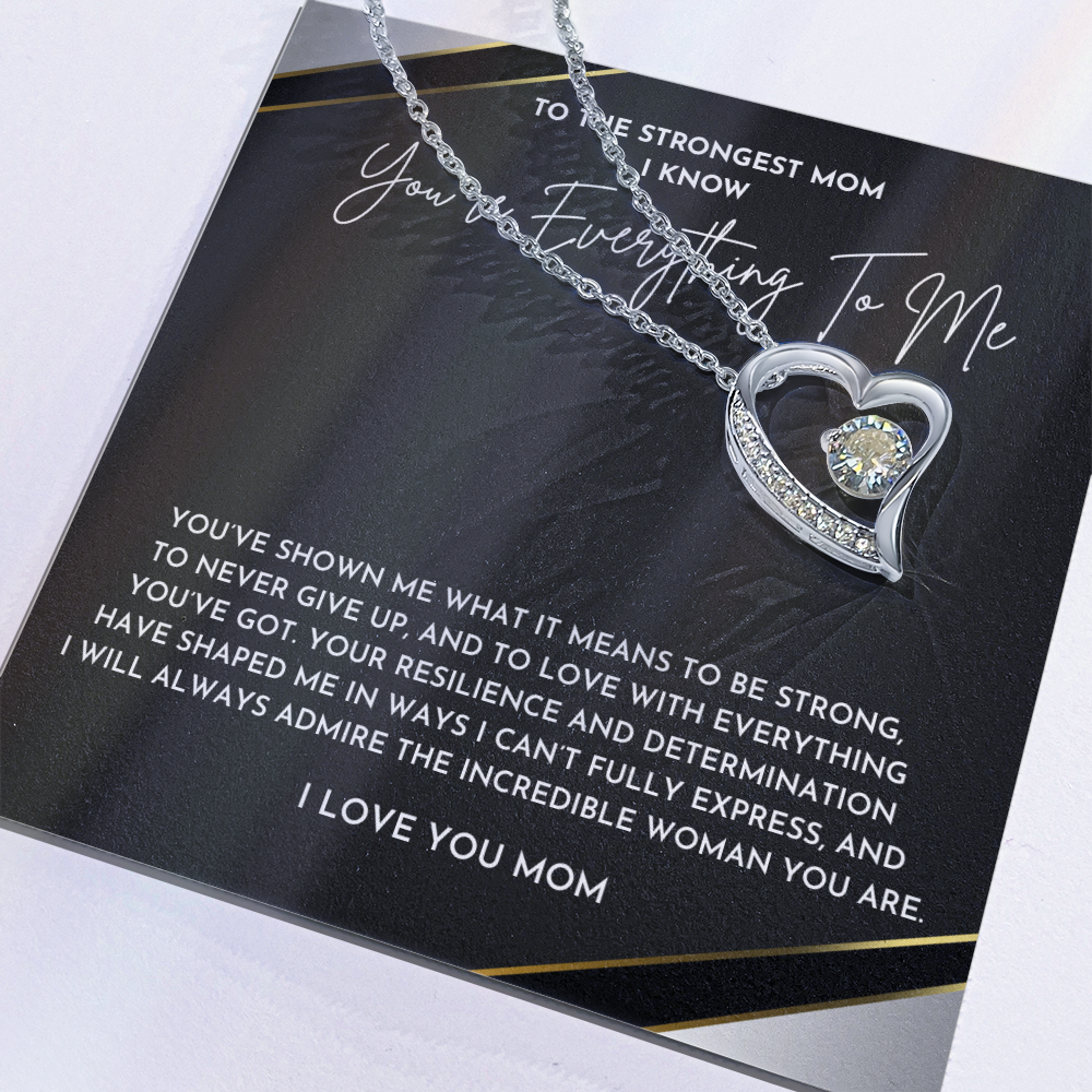 To My Strongest Mom Necklace | Gift from Daughter with Heartfelt Message