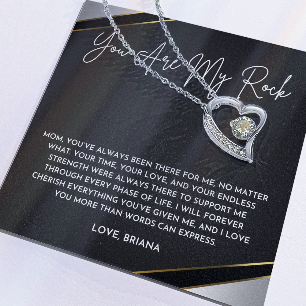 Mom You Are My Rock Necklace | Heartfelt Jewelry Gift with Keepsake Card from Daughter