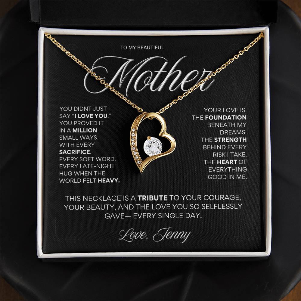 “You Proved It in a Million Small Ways” – Heart Necklace for Mom | Tribute Gift for Mother’s Day from Daughter