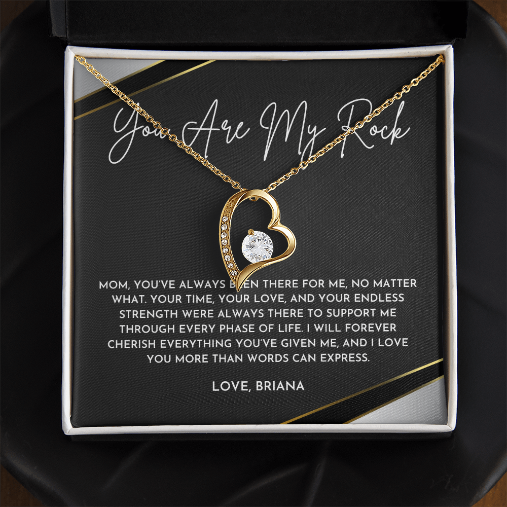 Mom You Are My Rock Necklace | Heartfelt Jewelry Gift with Keepsake Card from Daughter
