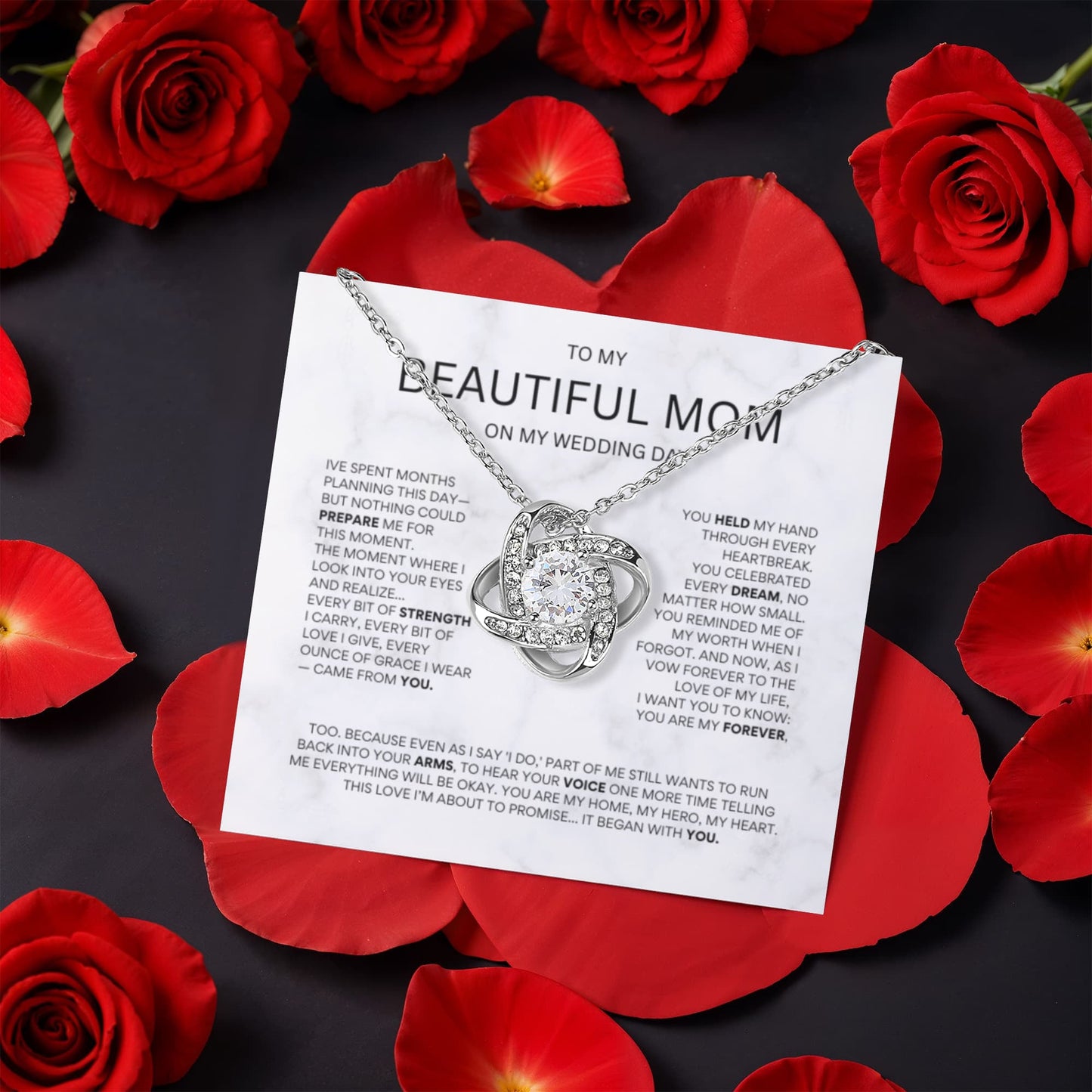 Emotional Wedding Day Gift for Mom | Love Knot Necklace from Bride