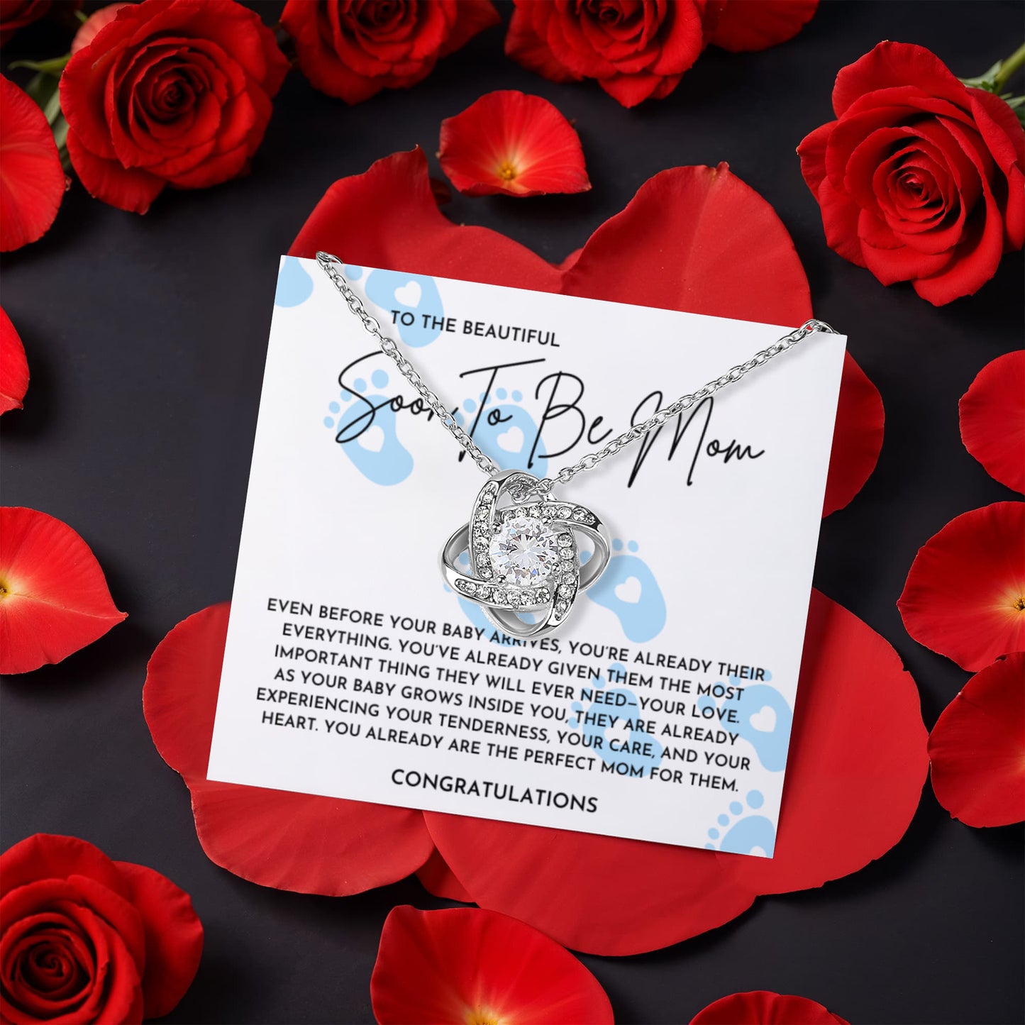 To The Beautiful Soon To Be Mom Necklace- Rotating Rose Box
