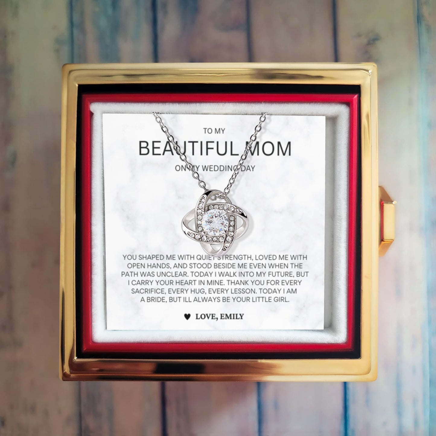 To My Mom Wedding Day Necklace | Bride to Mother Gift from Daughter