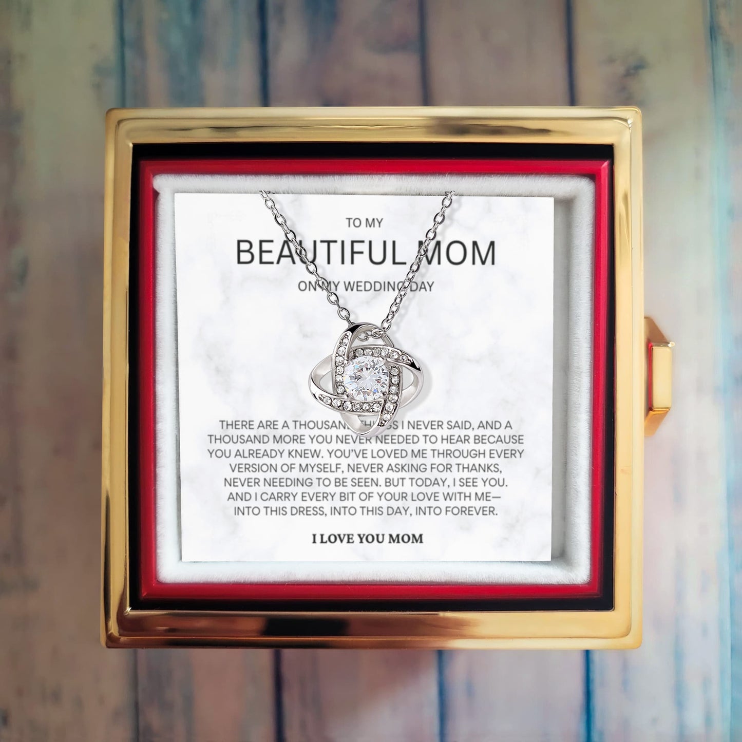 To My Mom Wedding Day Necklace | Bride to Mother Gift from Daughter