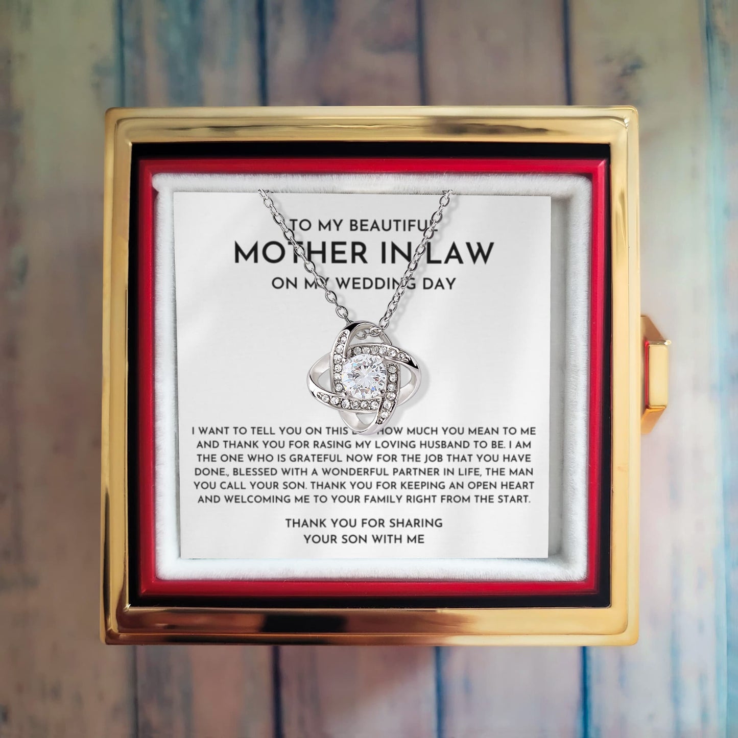 Wedding Day Necklace Gift for Mother-in-Law from Bride