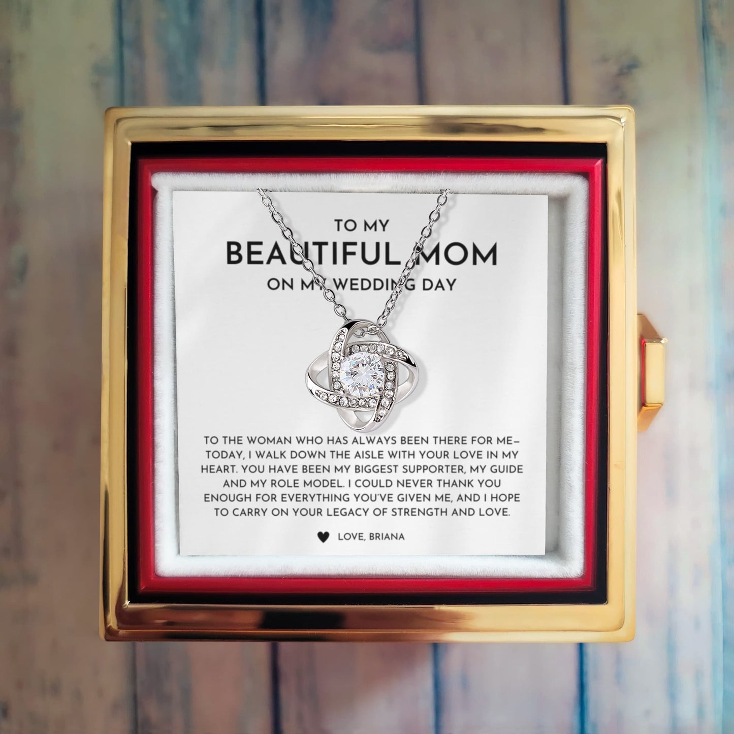 Wedding Day Necklace Gift for Mom from Daughter | Love Knot Jewelry