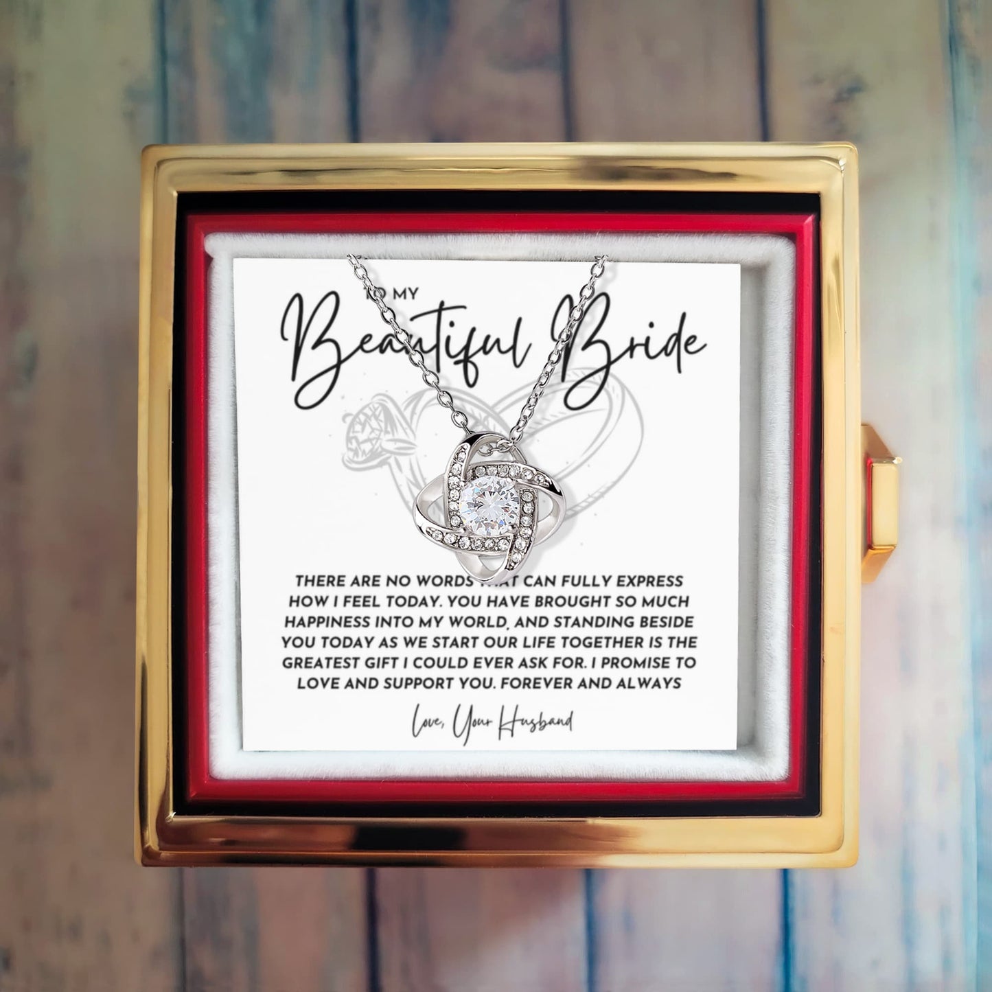 To My Bride Necklace from Groom | Wedding Day Love Knot Gift