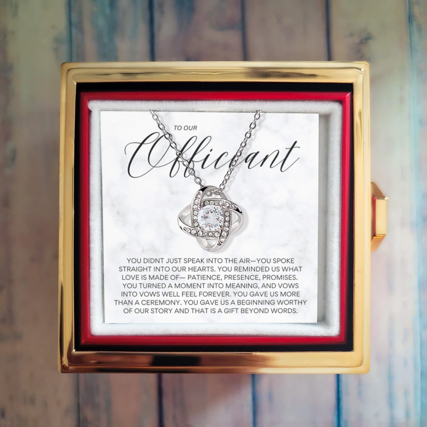 Officiant Necklace Gift | Poetic Wedding Day Thank You Keepsake