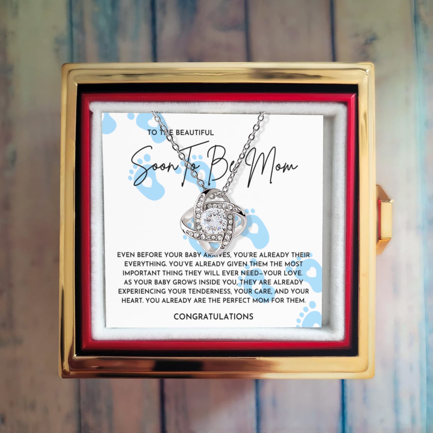 To The Beautiful Soon To Be Mom Necklace- Rotating Rose Box