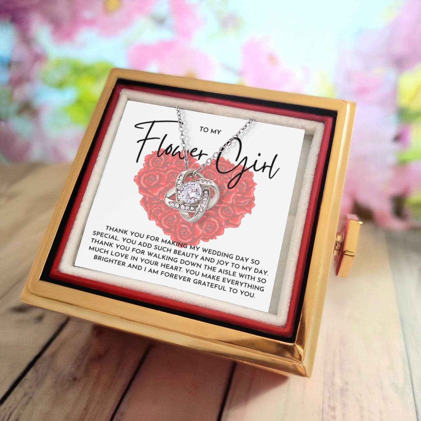 Thank You Flower Girl Necklace Gift | Wedding Day Keepsake Jewelry