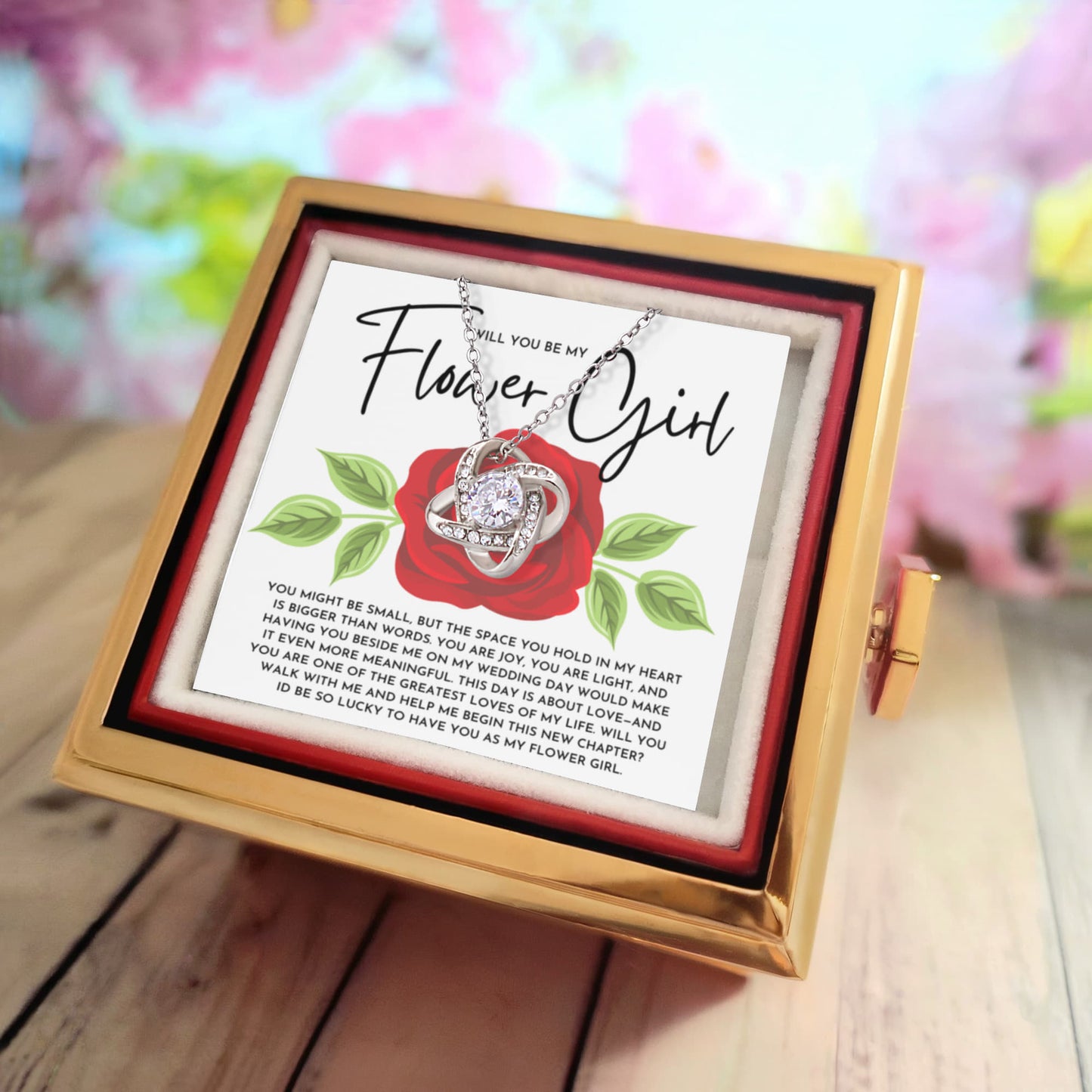 Will You Be My Flower Girl Necklace Gift | Proposal Jewelry Box