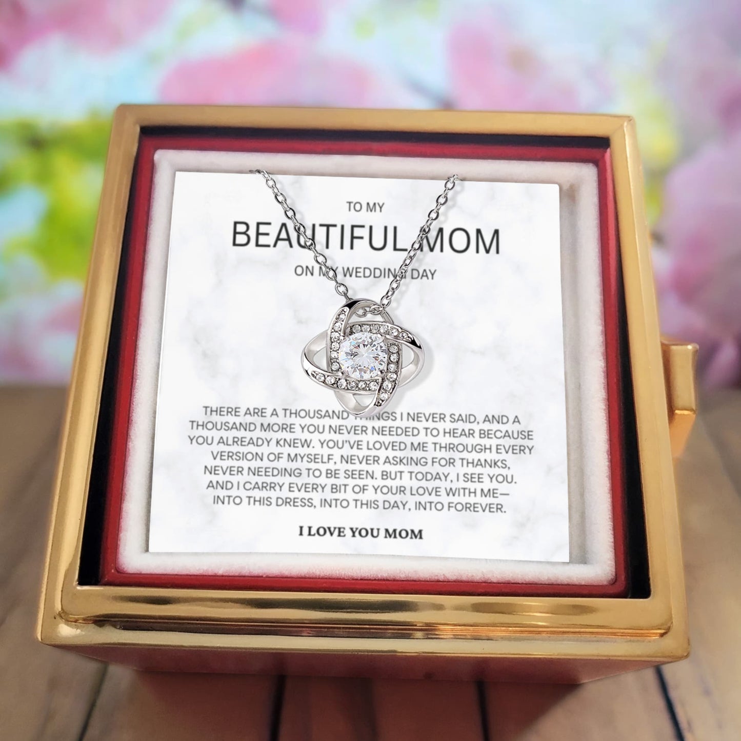 To My Mom Wedding Day Necklace | Bride to Mother Gift from Daughter