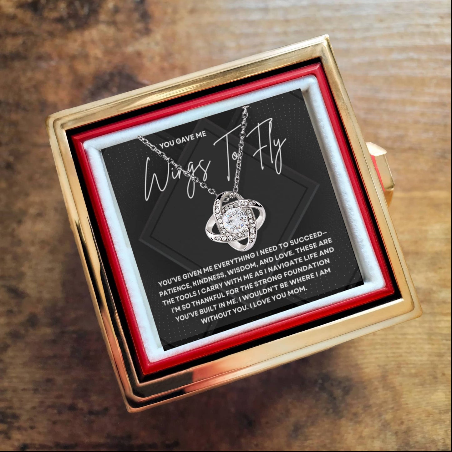 You Gave Me Wings To Fly Necklace - Rotating Rose Box