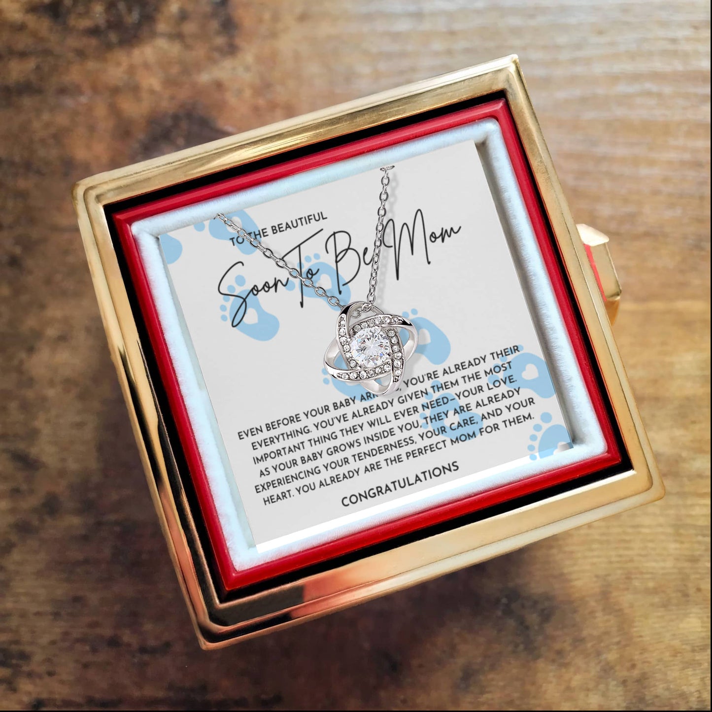 To The Beautiful Soon To Be Mom Necklace- Rotating Rose Box
