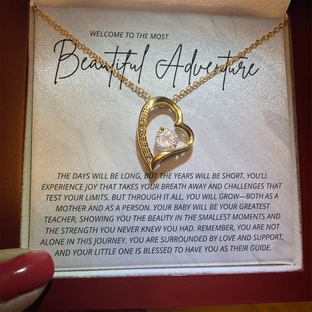 New Mom Necklace Gift  | Heart Necklace with Inspirational Message for First-Time Moms