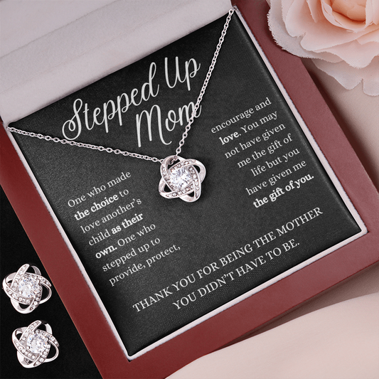 Stepped Up Mom - Love Knot Necklace & Earrings Set