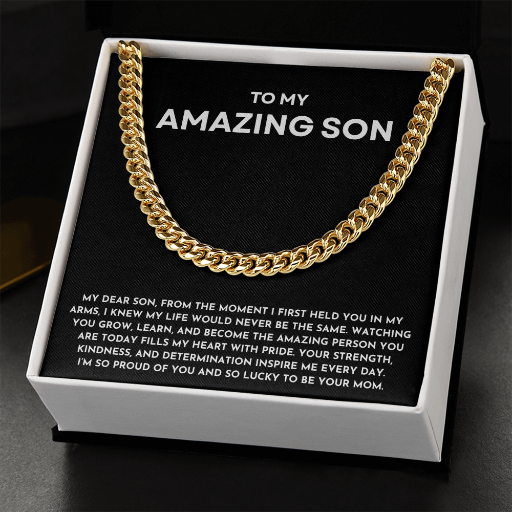 To My Amazing Son Gold Cuban Link Chain | Birthday, Graduation, Christmas, or Just Because Keepsake