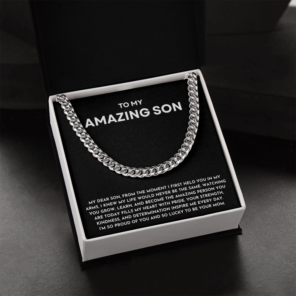 To My Amazing Son Gold Cuban Link Chain | Birthday, Graduation, Christmas, or Just Because Keepsake