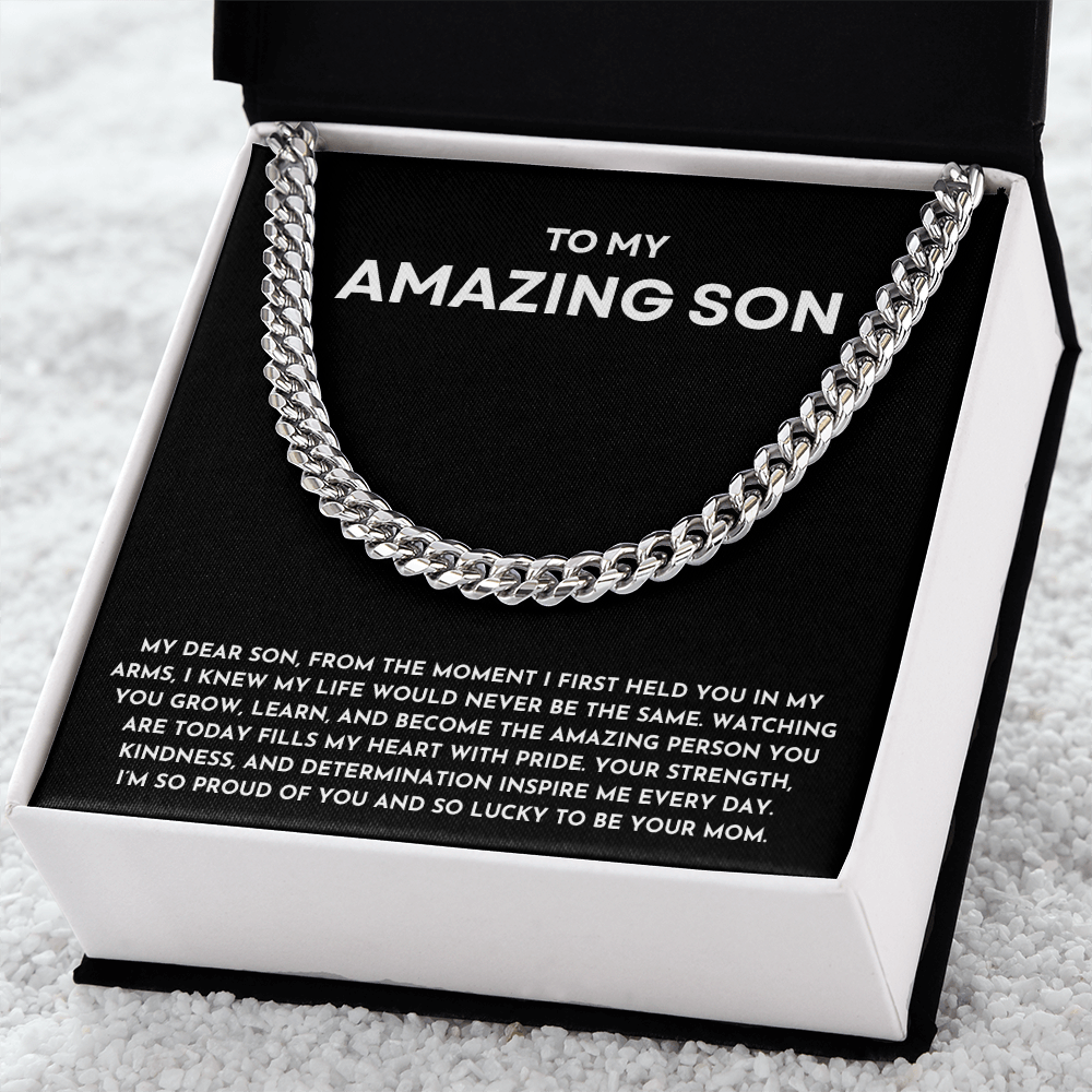 To My Amazing Son Gold Cuban Link Chain | Birthday, Graduation, Christmas, or Just Because Keepsake