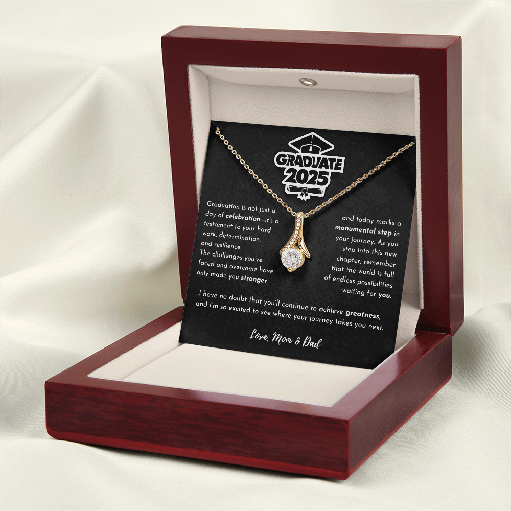 Graduation 2025 Necklace – "Endless Possibilities Waiting for You" Gift from Mom and Dad