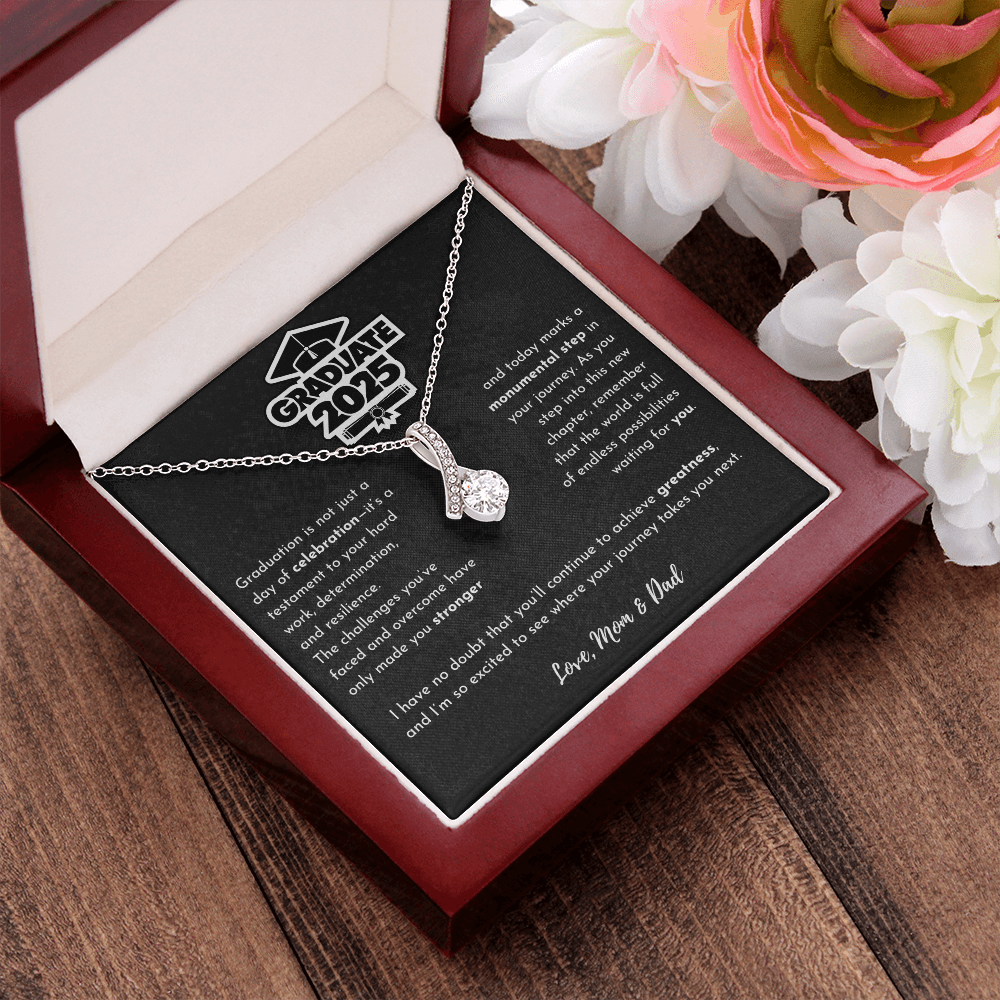 Graduation 2025 Necklace – "Endless Possibilities Waiting for You" Gift from Mom and Dad