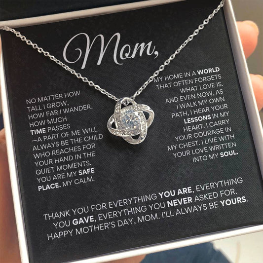 Mother’s Day Love Knot Necklace – "You Are My Safe Place, My Calm"