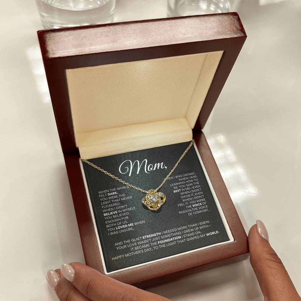 Mother’s Day Love Knot Necklace – "You Were the Light That Never Flickered"