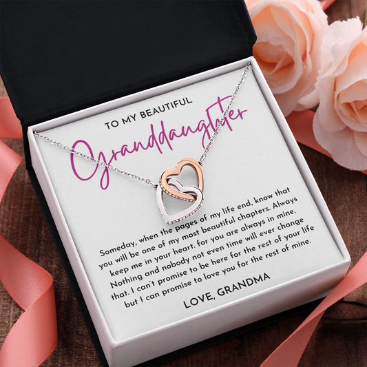 To My Beautiful Granddaughter - Interlocking Heart Necklace