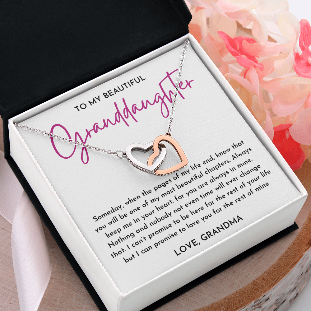To My Beautiful Granddaughter - Interlocking Heart Necklace