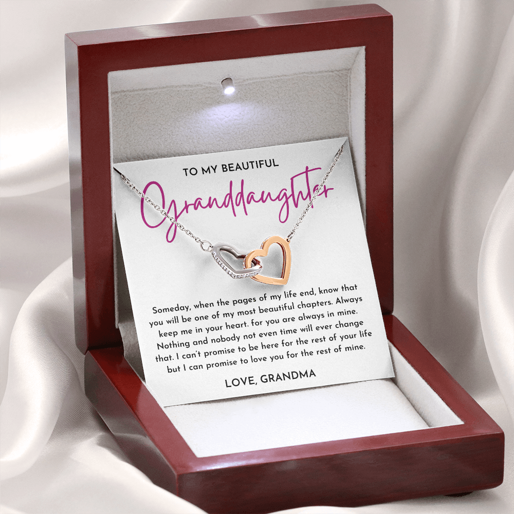 To My Beautiful Granddaughter - Interlocking Heart Necklace