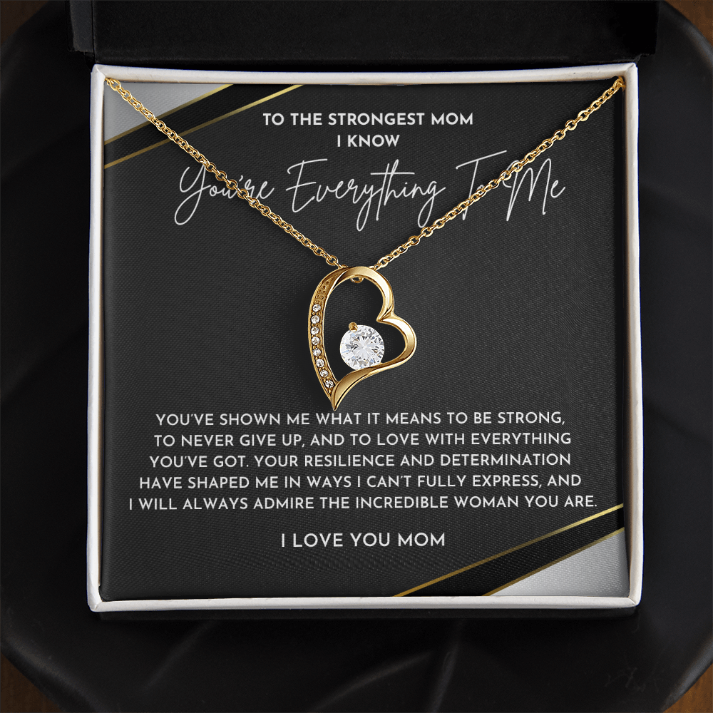 To My Strongest Mom Necklace | Gift from Daughter with Heartfelt Message